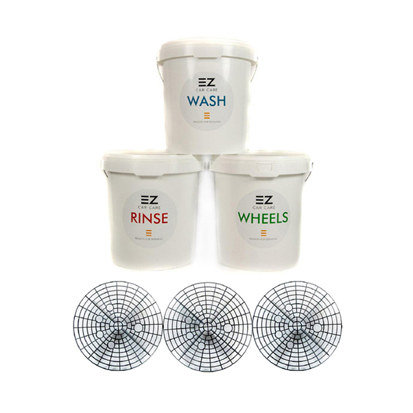 EZ Car Care 3 x Buckets, Grit Guards and Sticker Pack