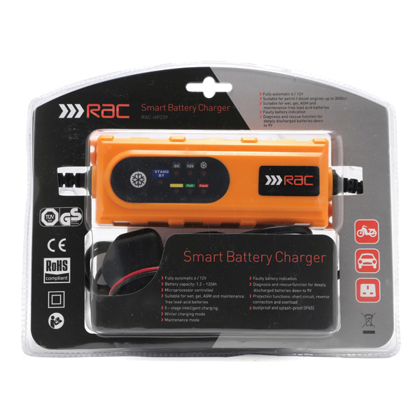 RAC 4.0 Amp Smart Battery Charger Euro Car Parts