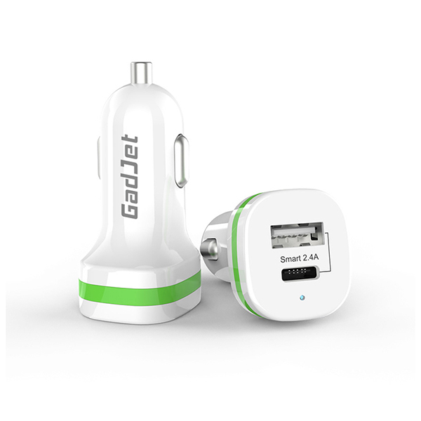 Gadjet Type C USB In Car Charger 12V USB-C + USB-A