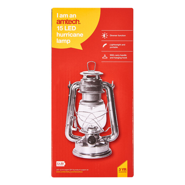 amtech 15 LED Hurricane Lamp (Silver)