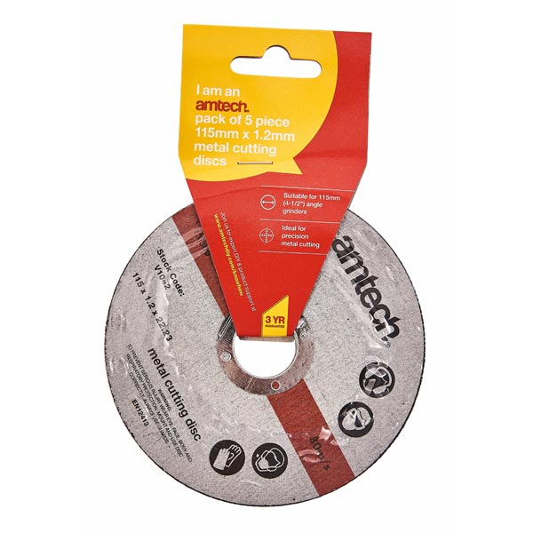 amtech 5pc 1.2mm X115mm Metal Cutting Discs