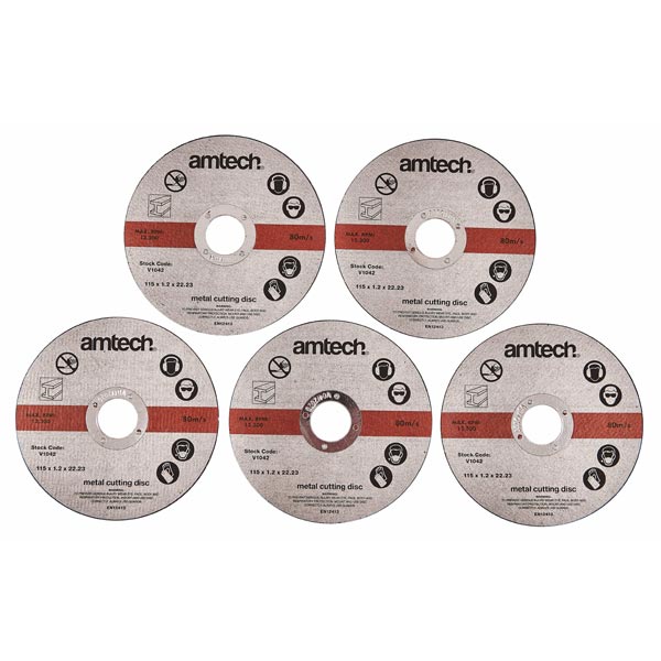 amtech 5pc 1.2mm X115mm Metal Cutting Discs