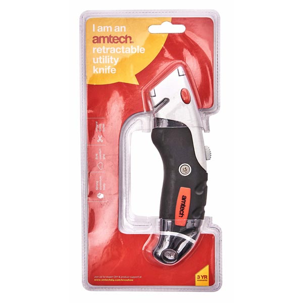 amtech Retractable Utility Knife - Soft Grip