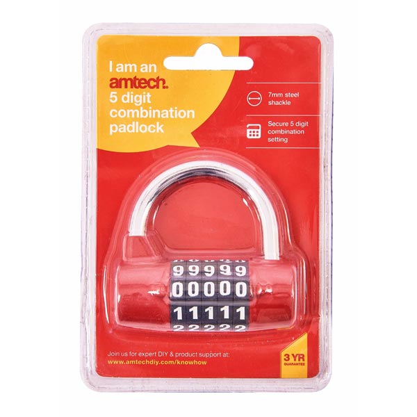 amtech 5 Digit Combination Padlock