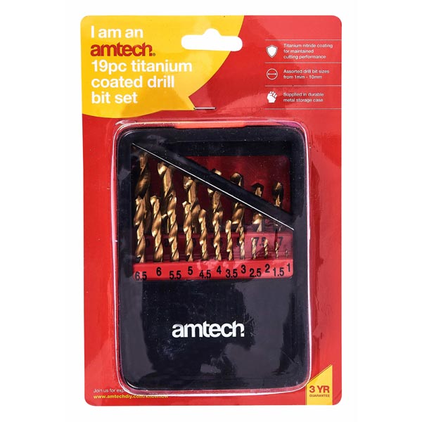 amtech 19pc Titanium Coated Drill Set