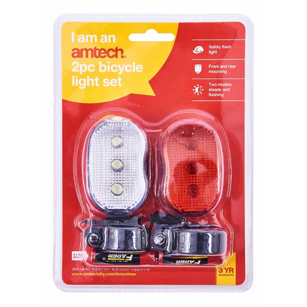 amtech 2pc Bicycle Flash Light Set