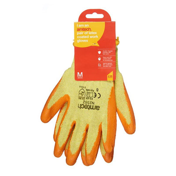 amtech Latex Palm Coated Gloves Medium Size 8