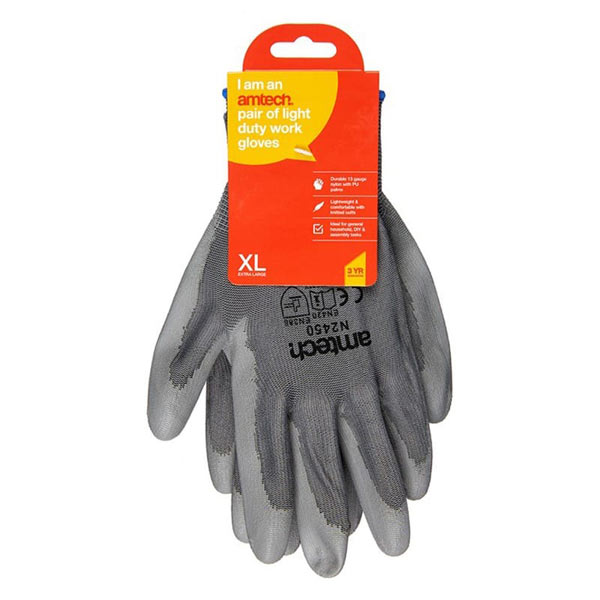 amtech Light Duty PU Coated Palm Gloves Grey XL Size 10