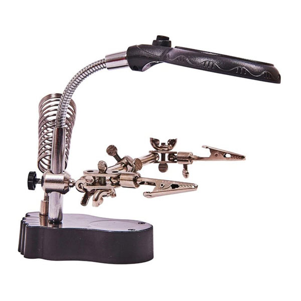 amtech Helping Hand Magnifier Led Light With Soldering Stand