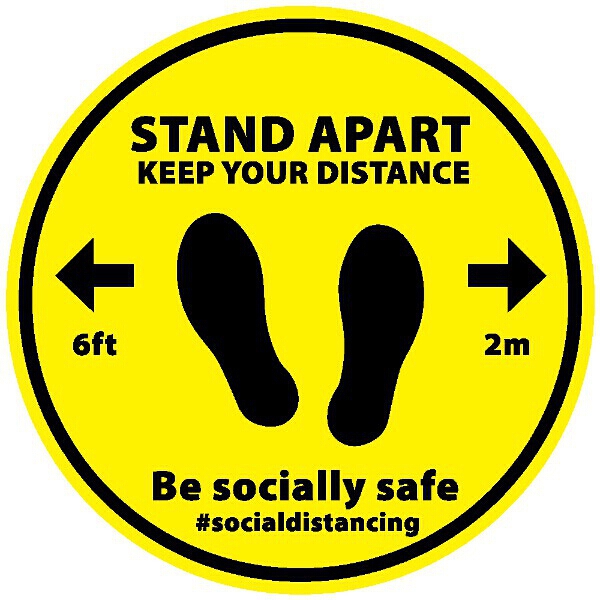 Social Distance 'Stand Apart' Floor Stickers x6
