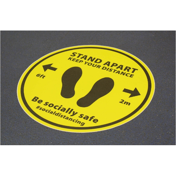 Social Distance 'Stand Apart' Floor Stickers x6