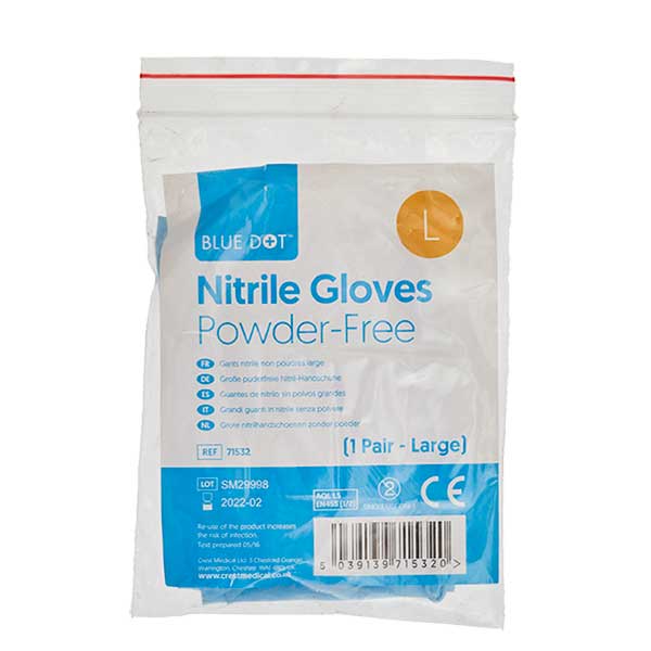 Large Nitrile Powder Free Gloves (Pair)