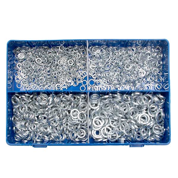 Pearl Box Of 1200 Assorted Spring Washers 3/16 3/8