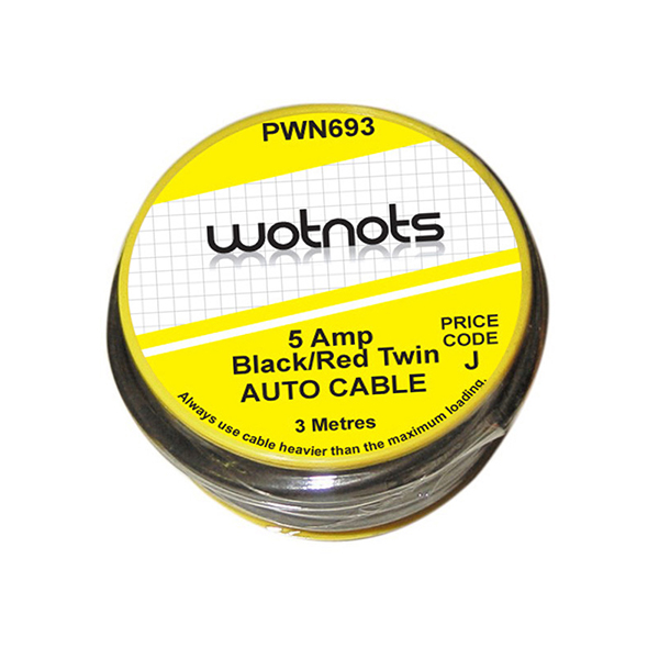 Pearl PWN693 Wiring Cable Twin Red/Blk 5Amp X 3M