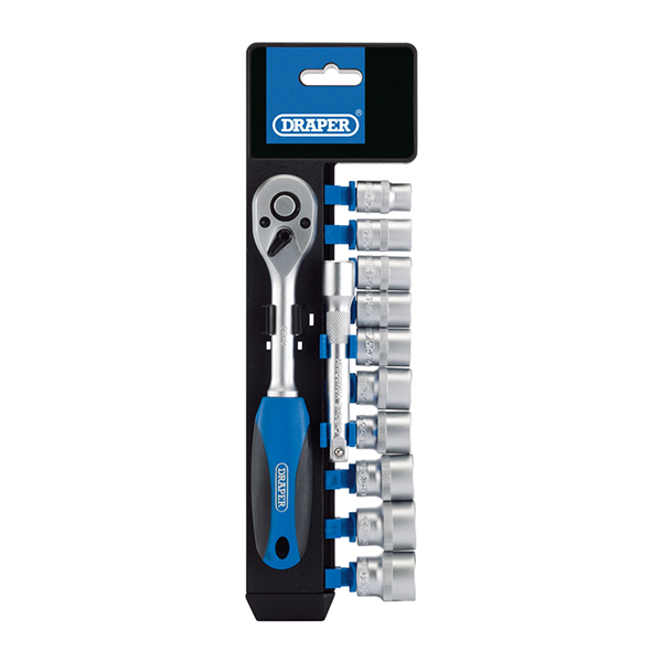 Draper Metric Socket and Ratchet Set, 3/8" Sq. Dr. (12 Piece)