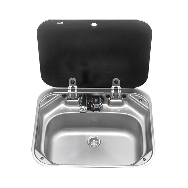 Dometic Square Stainless Steel Sink with Glass Lid