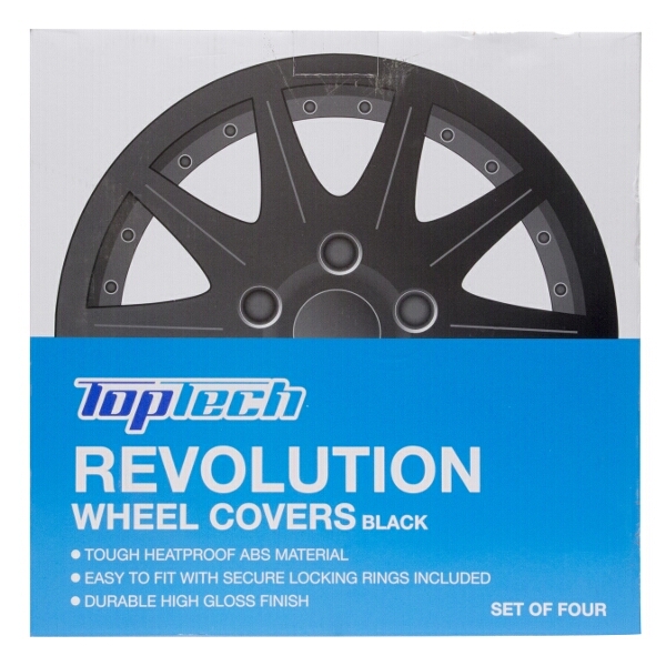thumbnail image 2 of Set Of 4 Black & Silver 15 Inch Hubcaps - Universal Fit Plastic Wheel Trims 2 of 4