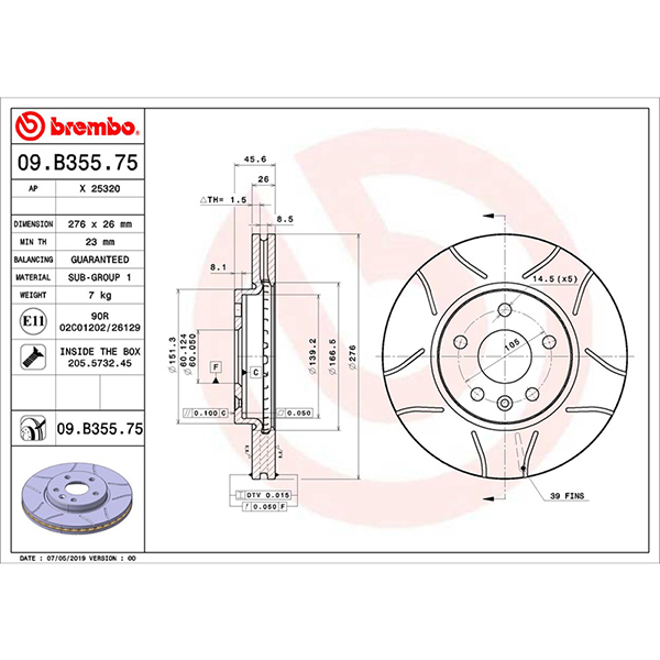 Brembo Max Grooved Disc Chevrolet 276mm Vented | Euro Car Parts