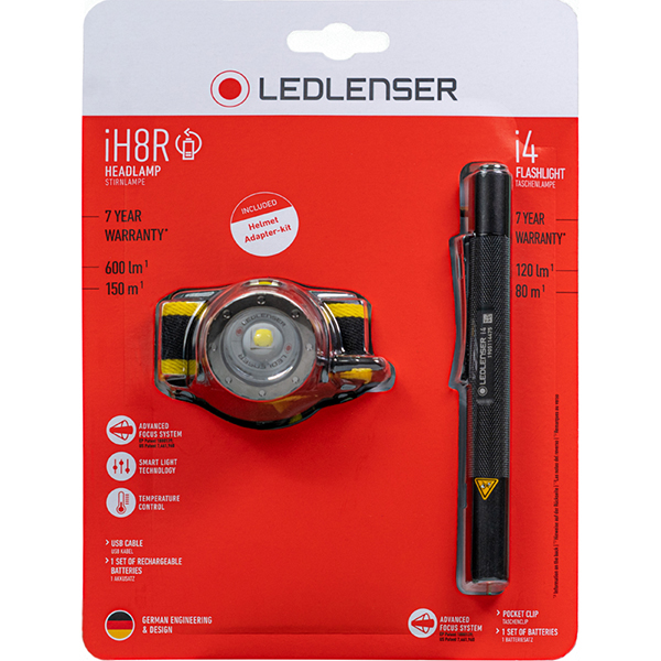 Ledlenser IH8R Rechargeable Head Torch & I4 Penlight Combo pack
