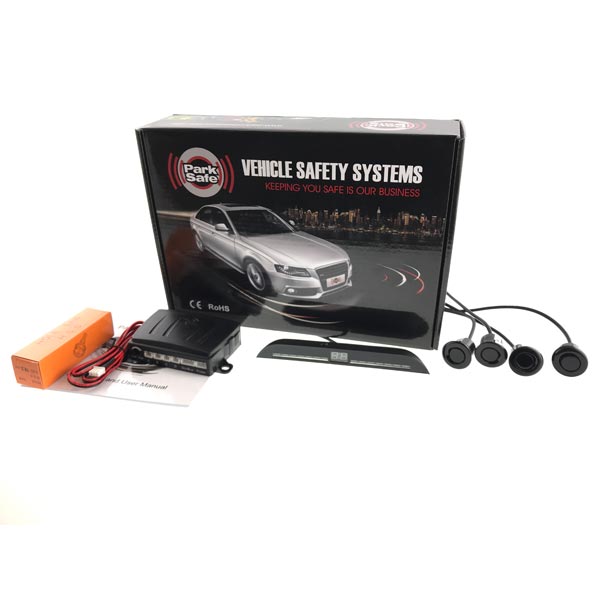 Park Safe 4pc Angled Mount Parking Sensor Kit With LED Display (Rear) - Gloss Black