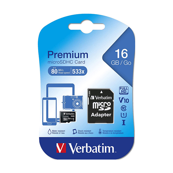 Verbatim Verbatim 16GB Micro SD Card with Adaptor