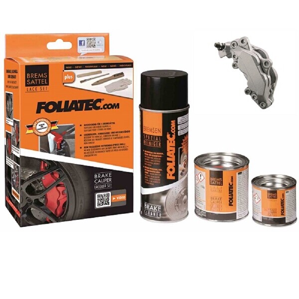 Foliatec Brake Caliper Paint Stratos Silver Metallic (Including Cleaner, Brush, Gloves)
