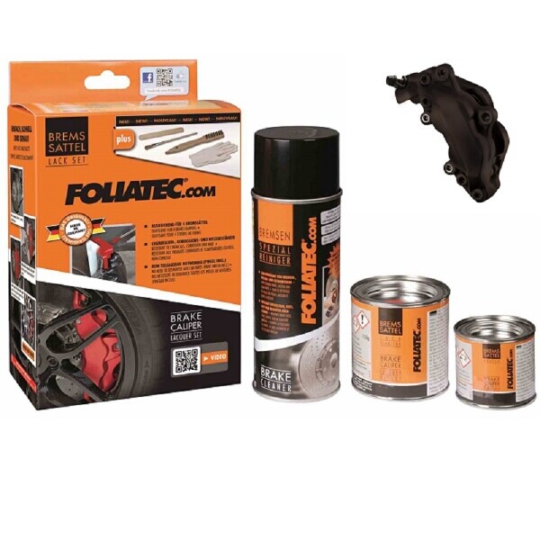 Foliatec Brake Caliper Paint Set Matt Black (Includes Cleaner, Brush, Gloves)