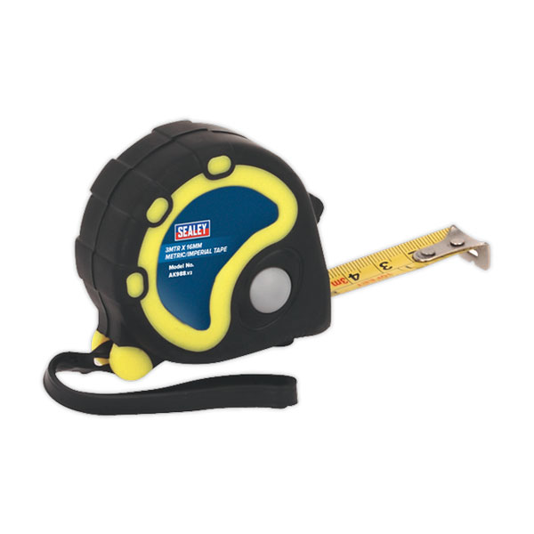 Sealey AK988 Rubber Measuring Tape 3mtr(10ft) x 16mm Metric/Imperial
