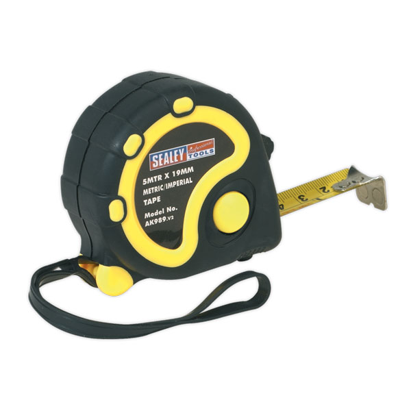 Sealey AK989 Rubber Measuring Tape 5mtr(16ft) x 19mm Metric/Imperial