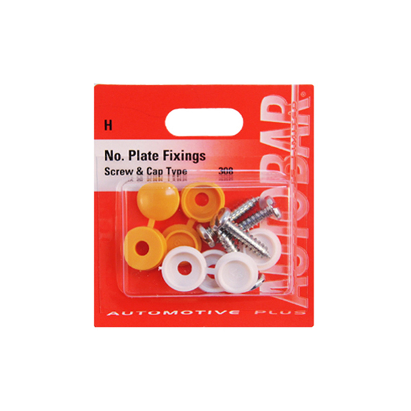 Number plate screws & caps Yellow and White (100 sets)