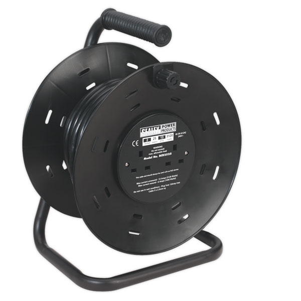 Sealey 25m Cable Reel with Thermal Trip 4 x 230V