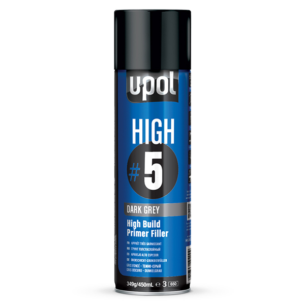 U-POL HIGH#5 High Build Primer Filler Dark Grey Aerosol 450ml