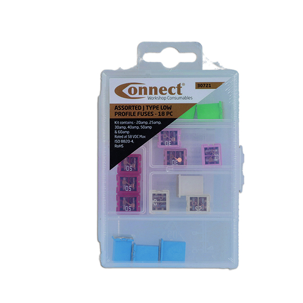 Assorted J Type Low Profile Fuses 18 Pieces Euro Car Parts