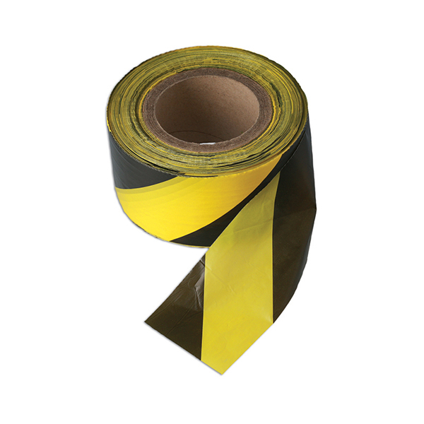 Connect 35364 Black & Yellow Barrier Tape 75mm x 500m Non Adhesive 1pc