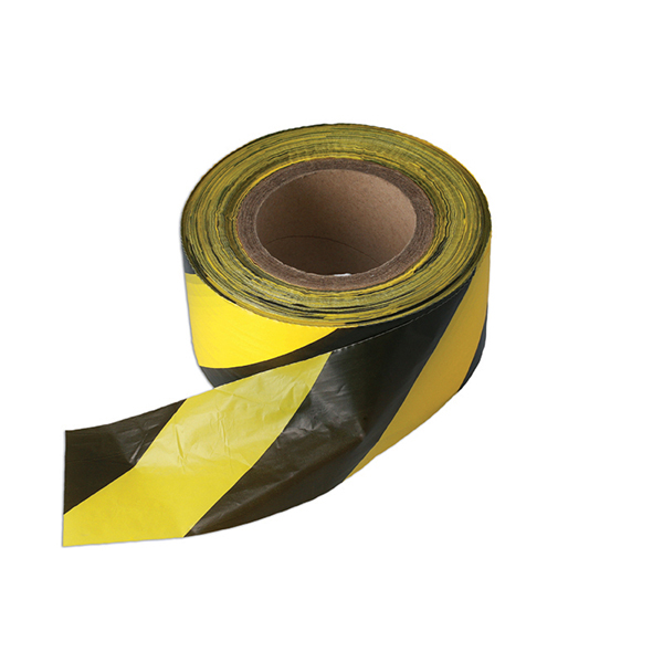 Connect 35364 Black & Yellow Barrier Tape 75mm x 500m Non Adhesive 1pc