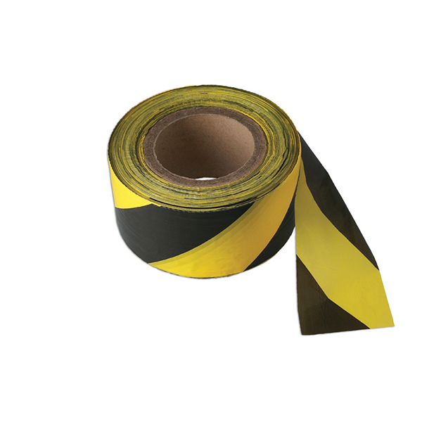 Connect 35364 Black & Yellow Barrier Tape 75mm x 500m Non Adhesive 1pc