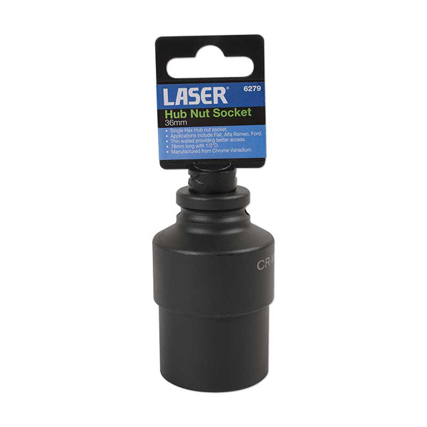 Laser 6279 Deep Hub Nut Socket 1/2"D 36mm - Thin Walled