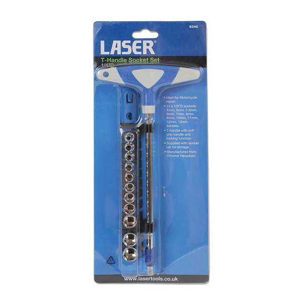 Laser 6346 T-Handle Socket Set 1/4"D 12pc