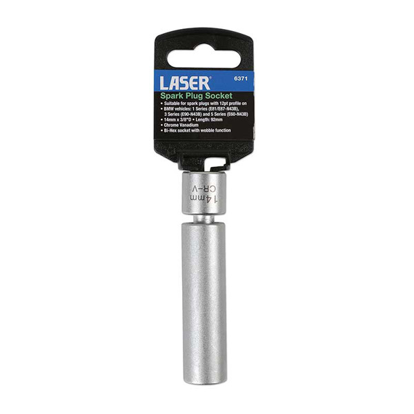 Laser 6371 Spark Plug Socket - 14mm Bi Hex 3/8"Deep BMW PSA