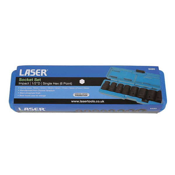 Laser 6490 Impact Socket Set 1/2"D 8pc