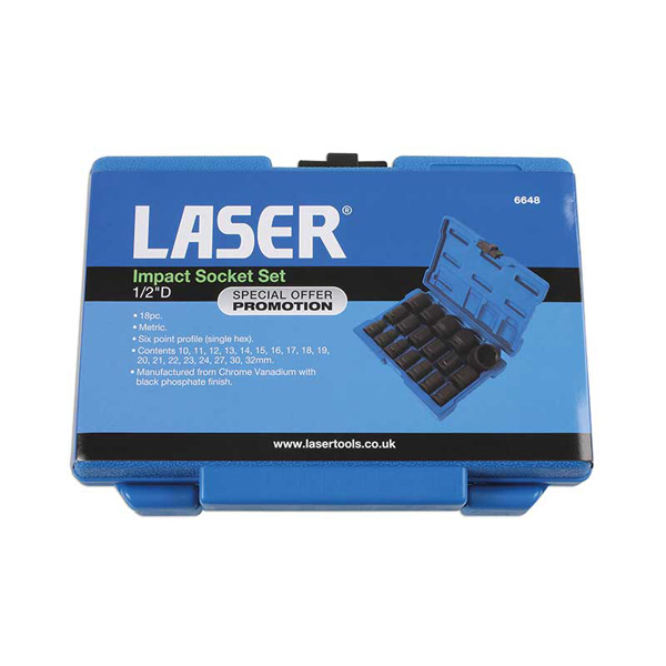 Laser 6648 Impact Socket Set 1/2"D 18pc