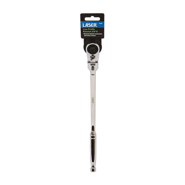 Laser 7065 Low Profile Flexi-Head Ratchet with Cranked Handle 3/8"D
