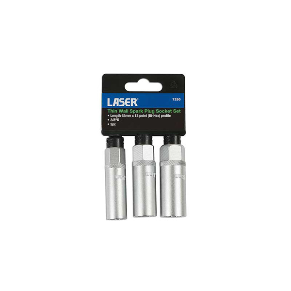 Laser 7295 Thin Wall Spark Plug Socket Set 3pc