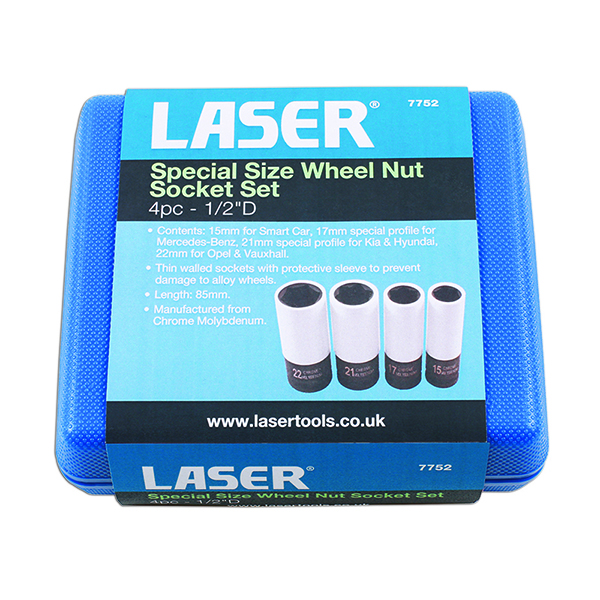 Laser 7752 Special Size Wheel Nut Socket Set 1/2"D