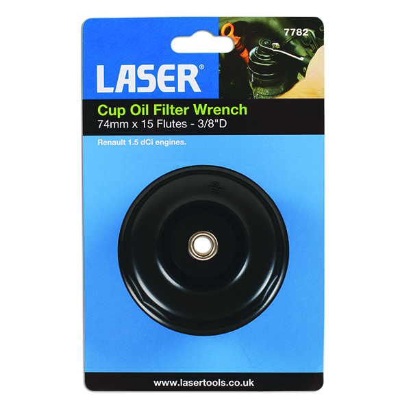 Laser 7782 Oil Filter Wrench 3/8"D - 74mm x 15 Flutes