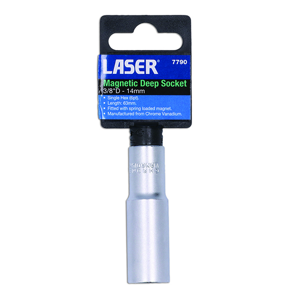 Laser 7790 Magnetic Deep Socket 3/8"D 14mm