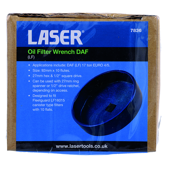 Laser 7836 Oil Filter Wrench - for DAF (LF)