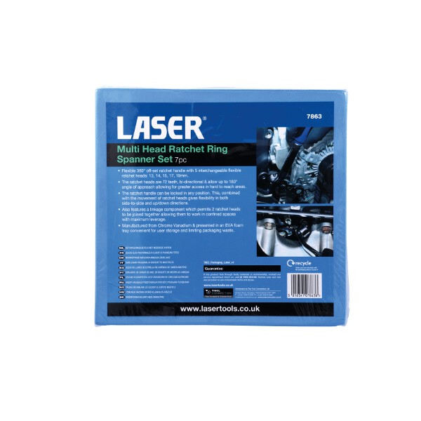 Laser 7863 Multi Head Ratchet Ring Spanner Set