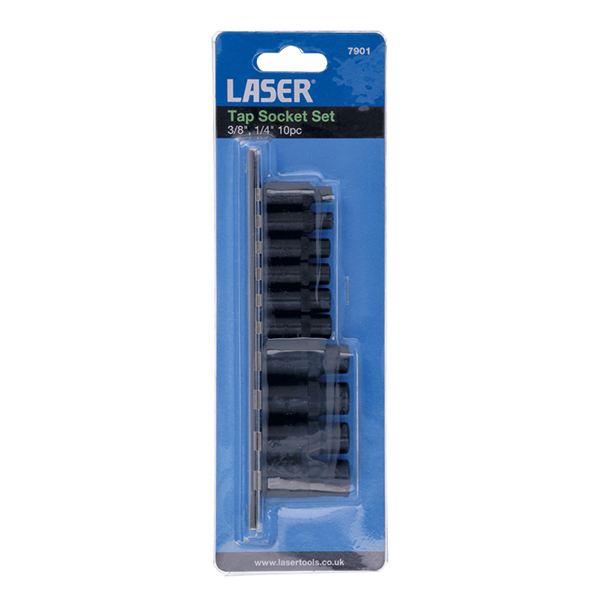 Laser 7901 Tap Socket Set 3/8"D, 1/4"D 10pc