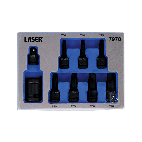 Laser 7978 Dual Drive Star* Impact Bit Socket Set 9pc